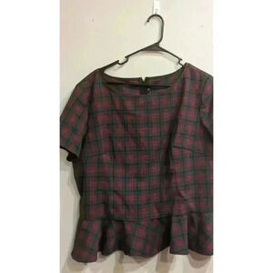 Pinup Girl Clothing plaid short sleeve peplum shirt Size 4X